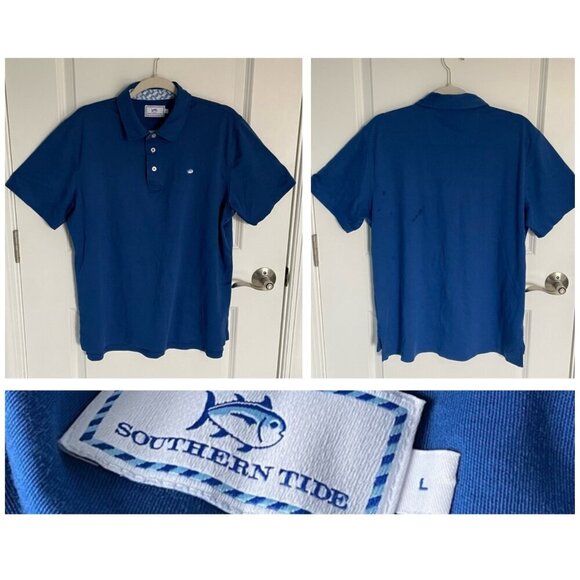 Southern Tide Blue Short Sleeve Polo Shirt - 35489 - Picture 2 of 12